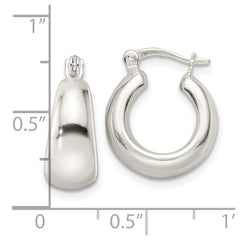 QE15936 Sterling Silver Polished & Tapered Round Hoop Earrings