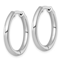 QE15946RH Sterling Silver Rhodium-plated Polished 3x25mm with Safety Lock Round Hinged Hoop Earrings