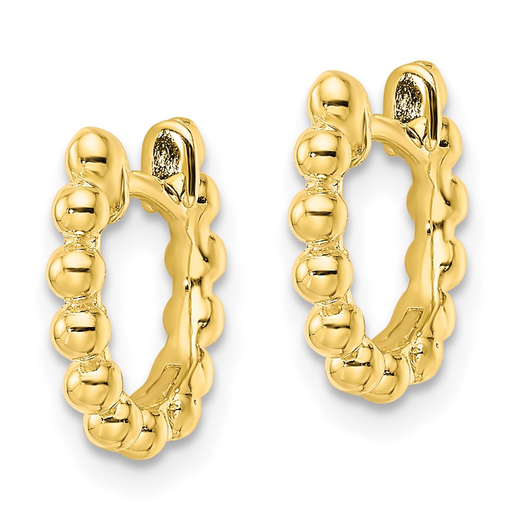 QE15953 Sterling Silver Gold-tone Polished Beaded Hoop Earrings