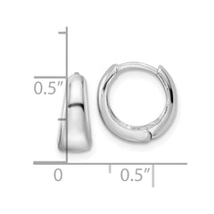 QE15958 Sterling Silver Rhodium-plated Polished Hinged Hoop Earrings