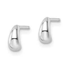 QE15971 Sterling Silver Rhodium-plated Polished Hoop Post Earrings
