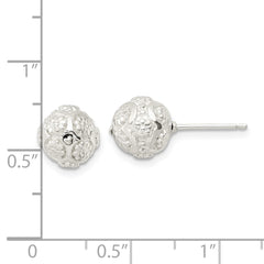 QE15992 Sterling Silver Polished Floral Ball Post Earrings