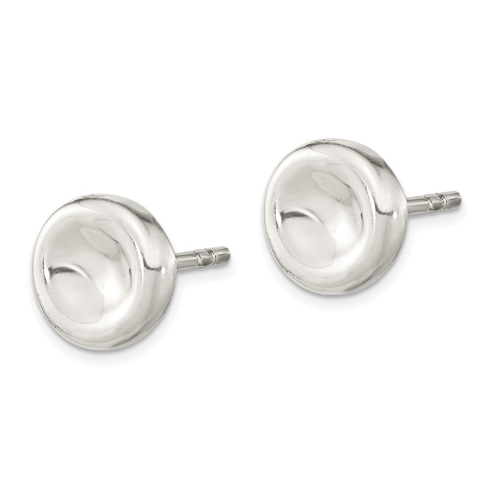 QE15998 Sterling Silver Polished Puffed Circle Post Earrings