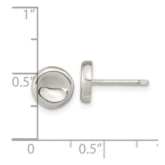 QE15998 Sterling Silver Polished Puffed Circle Post Earrings