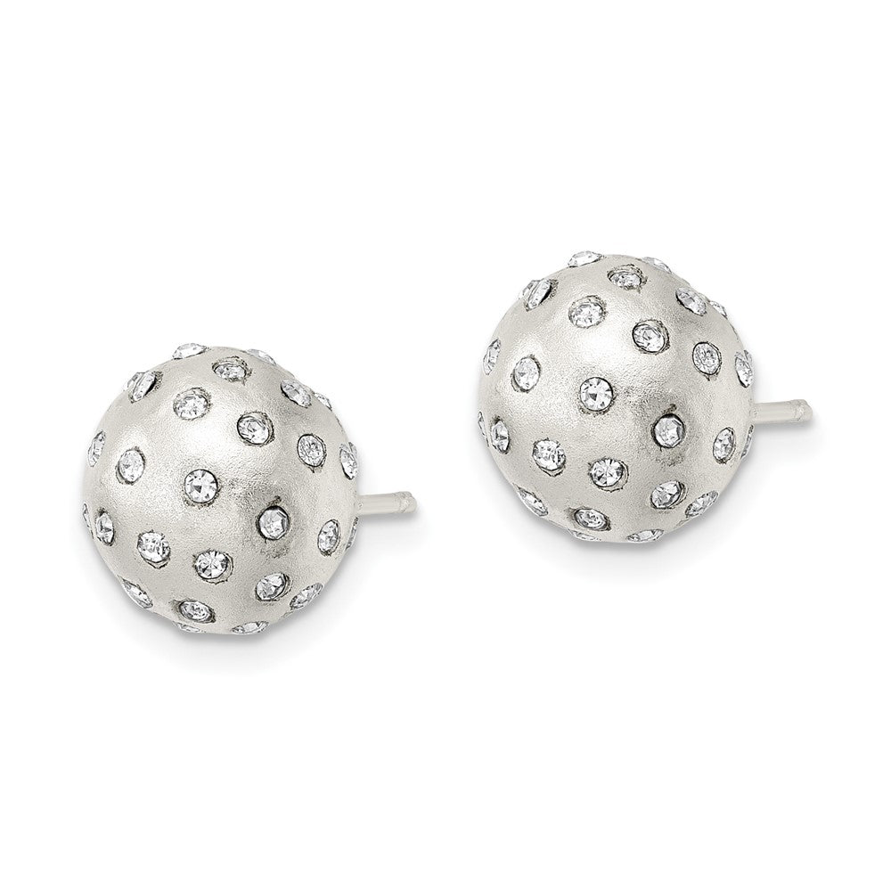 QE16004 Sterling Silver Satin Crystal Ball Post Earrings