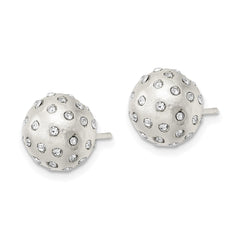 QE16004 Sterling Silver Satin Crystal Ball Post Earrings