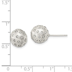 QE16004 Sterling Silver Satin Crystal Ball Post Earrings