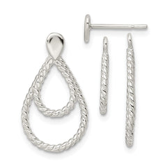 QE16016 Sterling Silver w/2 Teardrop Jackets Button Post Earrings