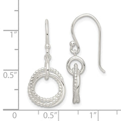 QE16072 Sterling Silver Polished Intertwined Circles Dangle Earrings