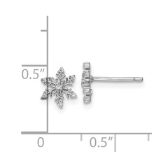 QE16114 Sterling Silver Rhodium-plated Polished CZ Snowflake Post Earrings