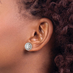 QE16127 Sterling Silver Rhodium-plated Polished 6mm CZ Stud w/ Jackets Earrings