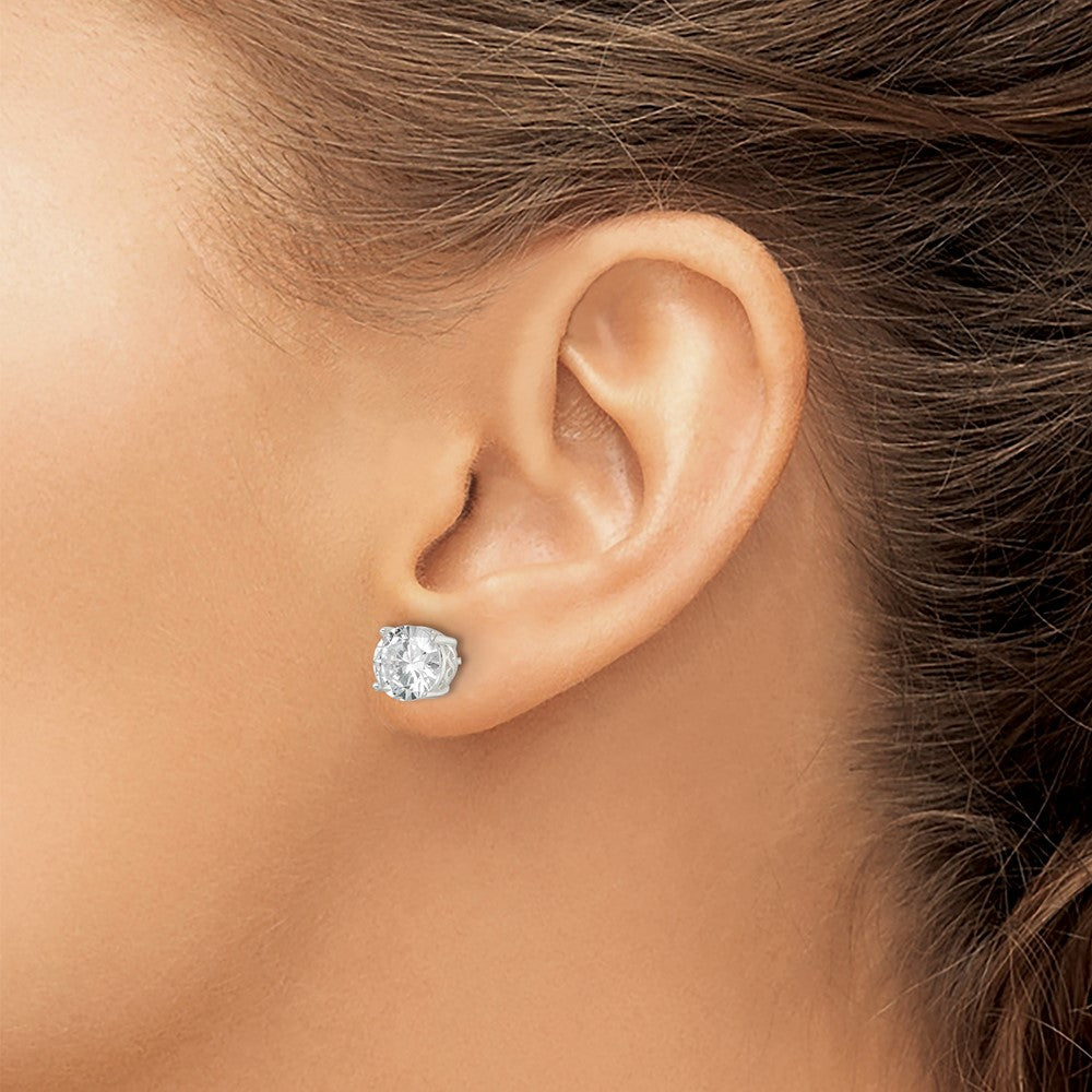 QE16134 Sterling Silver Polished 8mm Round CZ Infinity Basket Set Stud Earrings