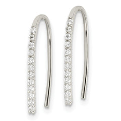 QE16221 Sterling Silver Polished CZ Threader Earrings