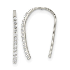 QE16221 Sterling Silver Polished CZ Threader Earrings
