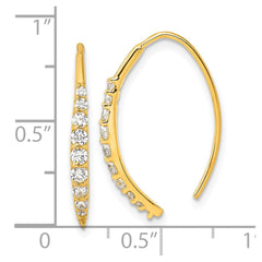 QE16222GP Sterling Silver Gold-tone Polished Graduated CZ Threader Earrings