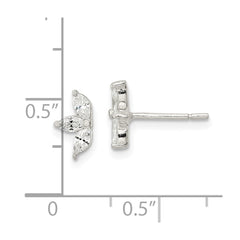 QE16227 Sterling Silver Polished Marquise CZ Flower Post Earrings
