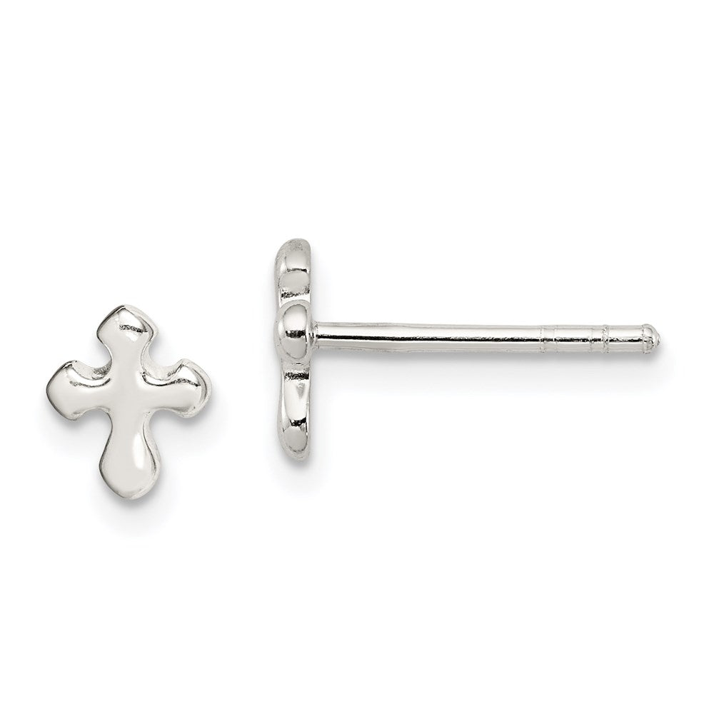 QE1626 Sterling Silver Polished Cross Earrings
