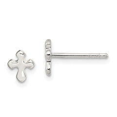 QE1626 Sterling Silver Polished Cross Earrings