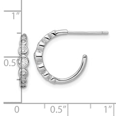 QE16270 Sterling Silver Rhodium-plated CZ Post Hoop Earrings