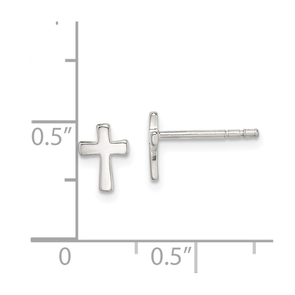 QE1632 Sterling Silver Polished Latin Cross Post Earrings