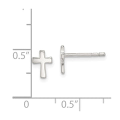 QE1632 Sterling Silver Polished Latin Cross Post Earrings