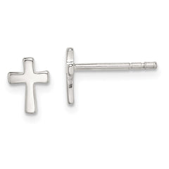 QE1632 Sterling Silver Polished Latin Cross Post Earrings