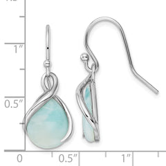 QE16389 Sterling Silver RH-plated Polished Twist Larimar Teardrop Dangle Earrings