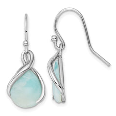 QE16389 Sterling Silver RH-plated Polished Twist Larimar Teardrop Dangle Earrings
