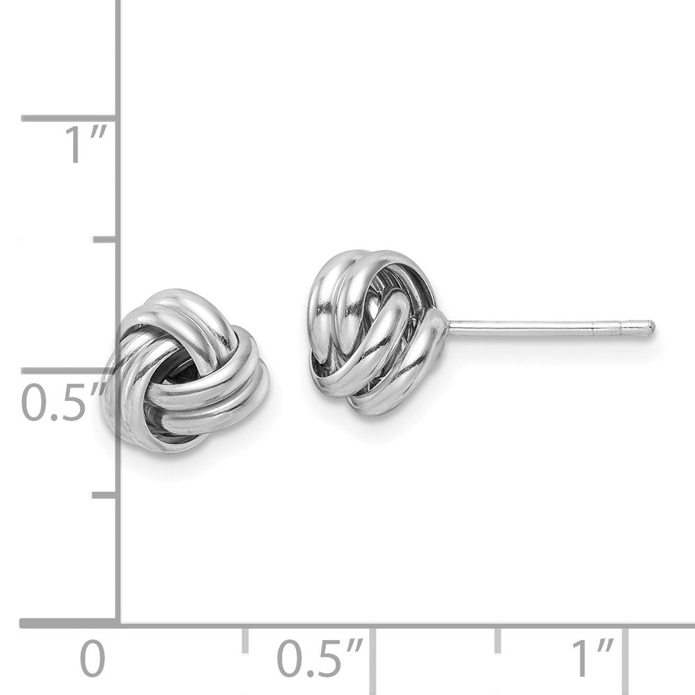 QE16413 Sterling Silver Rhodium-plated Post Polished Love Knot Earrings