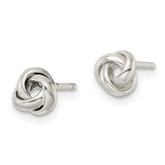 QE16419 Sterling Silver Polished Love Knot Post Earrings