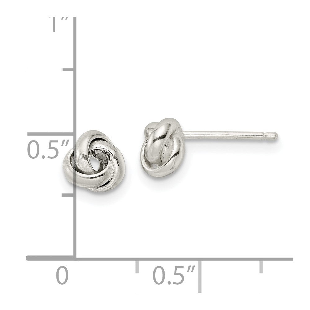 QE16419 Sterling Silver Polished Love Knot Post Earrings