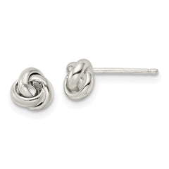 QE16419 Sterling Silver Polished Love Knot Post Earrings