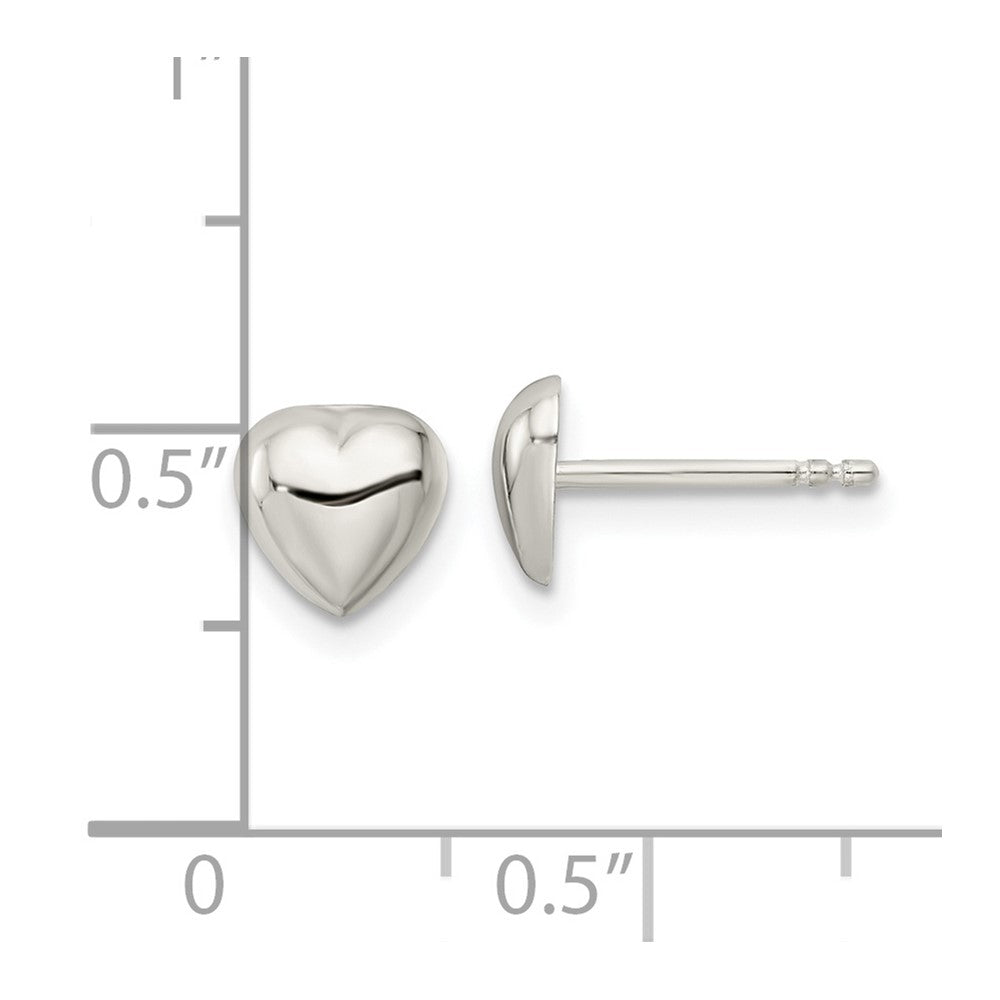 QE16420 Sterling Silver Polished Heart Post Earrings