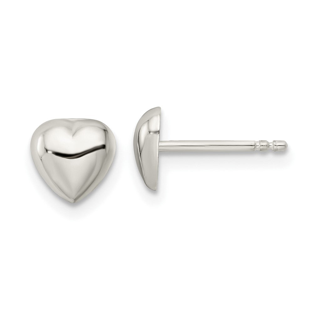 QE16420 Sterling Silver Polished Heart Post Earrings