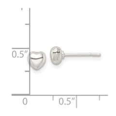 QE16421 Sterling Silver Polished Puffed Heart Post Earrings