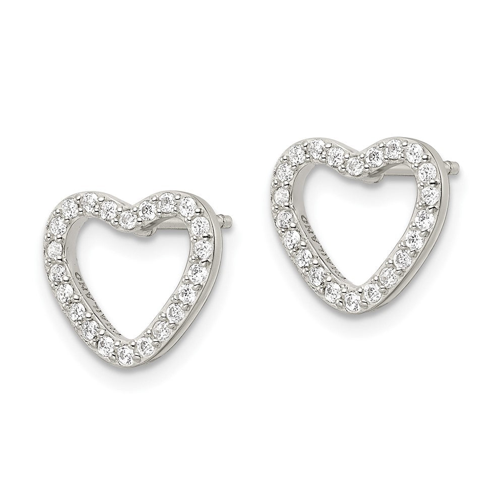 QE16429 Sterling Silver CZ Heart Post Earrings