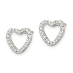 QE16429 Sterling Silver CZ Heart Post Earrings