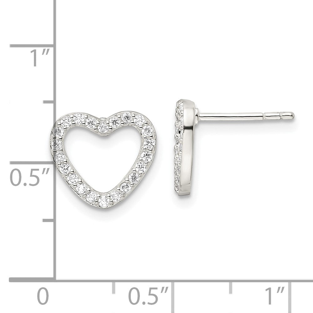 QE16429 Sterling Silver CZ Heart Post Earrings
