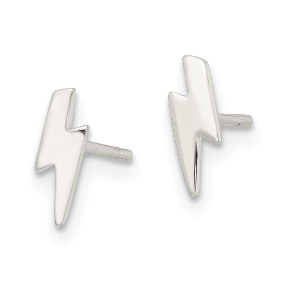 QE16468 Sterling Silver Polished Tiny Lightning Post Earrings