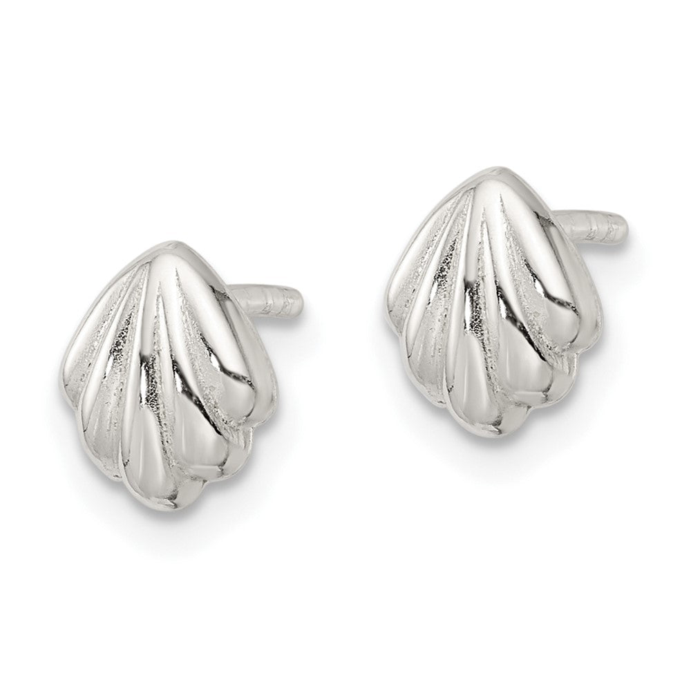 QE16498 Sterling Silver Polished Shell Post Earrings