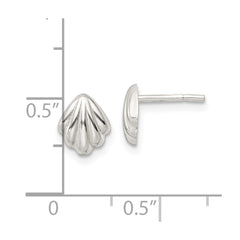 QE16498 Sterling Silver Polished Shell Post Earrings