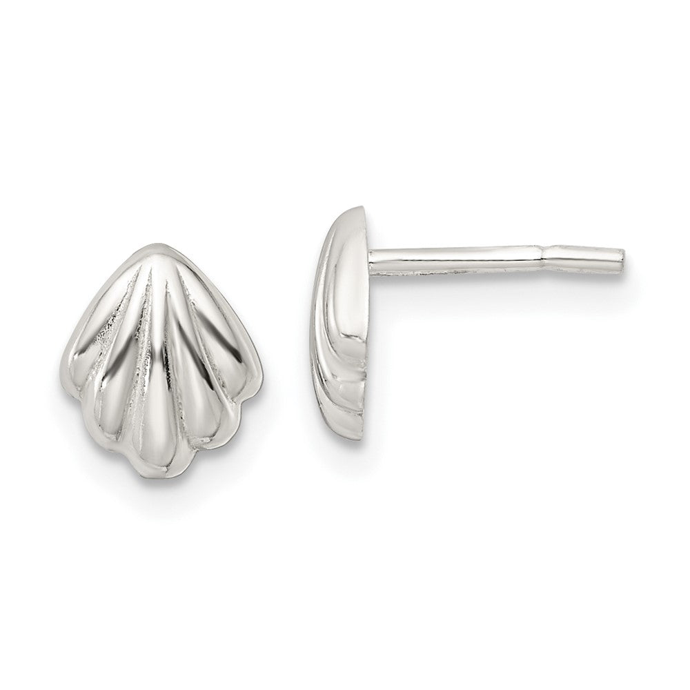QE16498 Sterling Silver Polished Shell Post Earrings