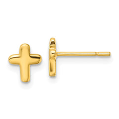 QE16571GP Sterling Silver Gold-tone Polished Cross Post Earrings