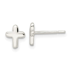 QE16571 Sterling Silver Polished Latin Cross Post Earrings