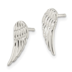 QE16588 Sterling Silver Polished and Textured Wing Post Earrings