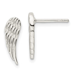 QE16588 Sterling Silver Polished and Textured Wing Post Earrings