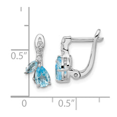 QE16641BT Sterling Silver Rhodium-plated Swiss BT/White Topaz Hinged Earrings