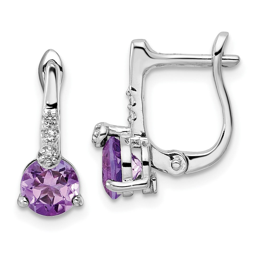 QE16643AM Sterling Silver Rhod-plat 1.49AM/WhiteTopaz Circle Hinged Earring