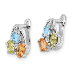 QE16647RB Sterling Silver RH-plated 1.50t.w. PE/CI/LSBT/WT Hinged Earrings