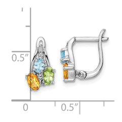 QE16647RB Sterling Silver RH-plated 1.50t.w. PE/CI/LSBT/WT Hinged Earrings